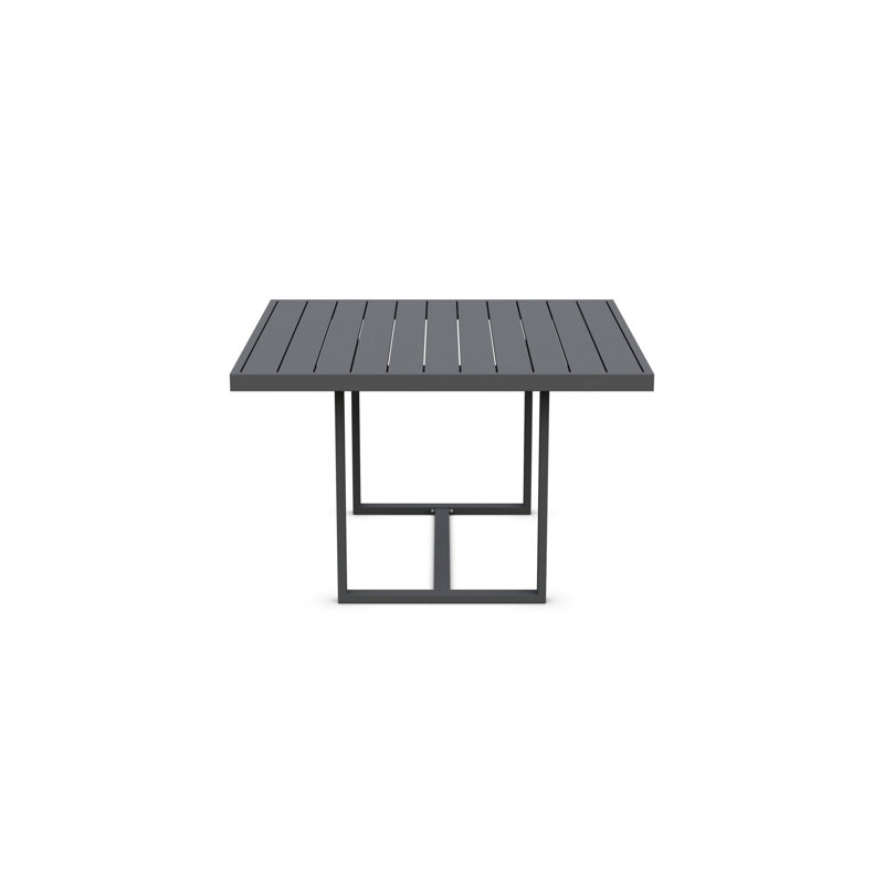 Pavia 48" Power Coated Aluminum Dining Table, Matte Charcoal
