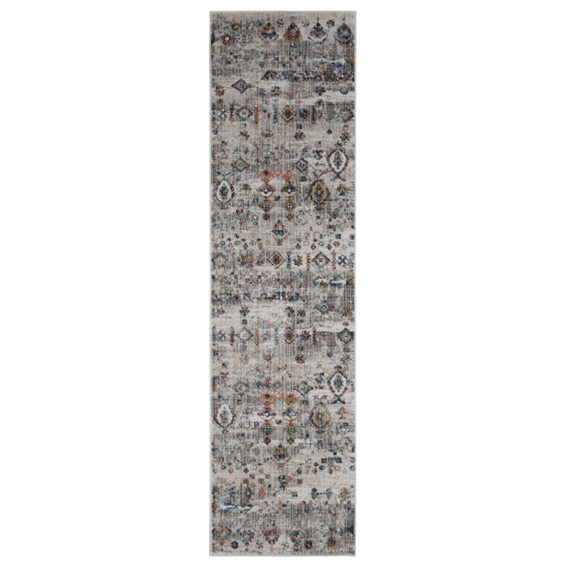 Oriental Machine-Made Ivory/Grey, Runner 2'8" x 8'