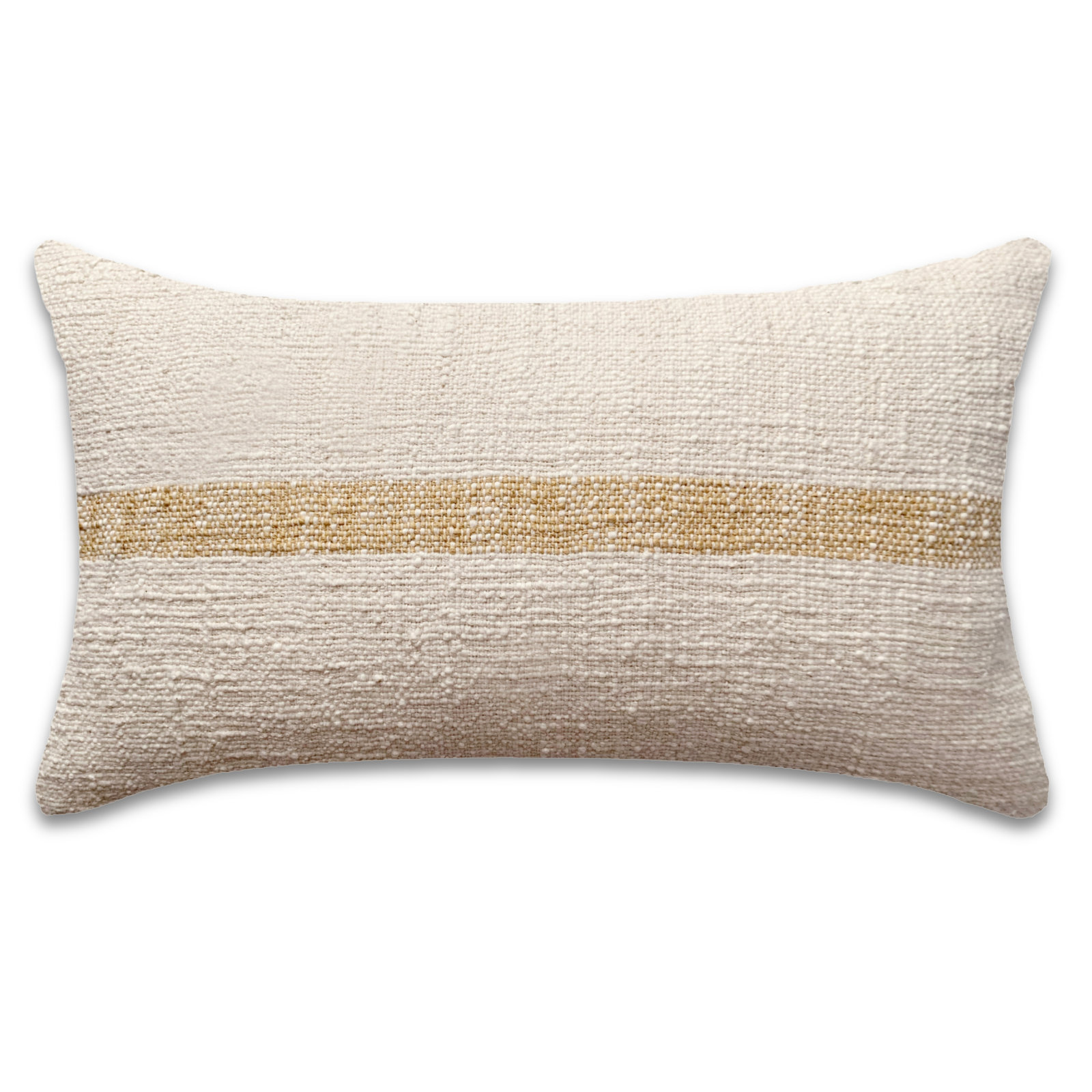 PILLOWPIA Linus Cotton Throw Pillow Cover with Brass Zipper | Double-Sided Pattern, Beige/Yellow