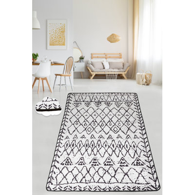 Tapis doux et durable, 6,6 x 9,5 pieds, 100% polyester, antibactérien, antidérapant, poils de 0,4 po | Lavable à la machine, facile d'entretien | Parfait pour le salon, la chambre à coucher et la salle à manger