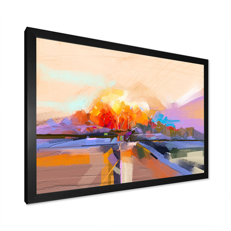 «Abstract Colorful Seascape Ii», reproduction sur toile flottante, H 12 po x l 20 po x P 1 po, Cadre noir