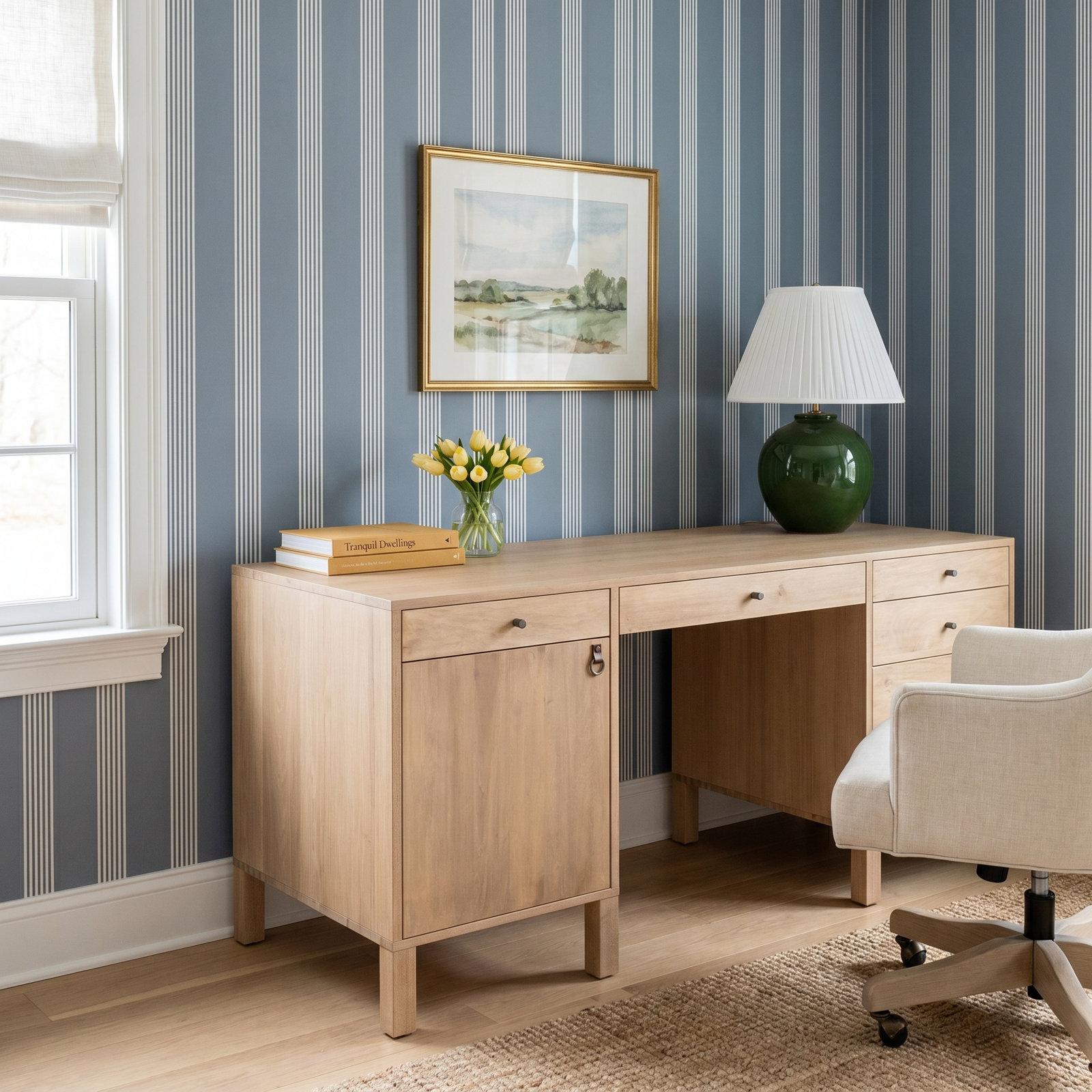 Kenzie Executive Desk, Black Wash Poplar