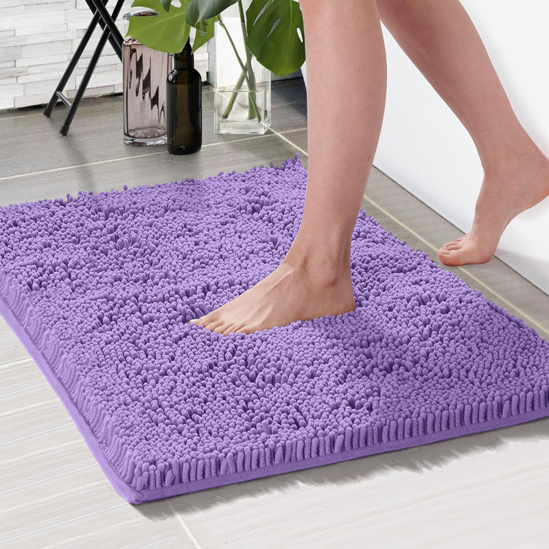 Chenille Non-Slip Non-Slip Bath Mat, 40cm Width X 60cm Length, Lilac