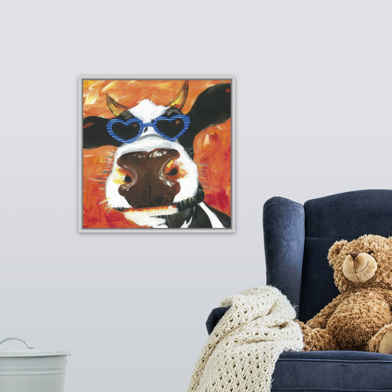 Simone Dapper Animal V Art, H 20 po x l 20 po x P 1,75 po, Cadre flottant blanc