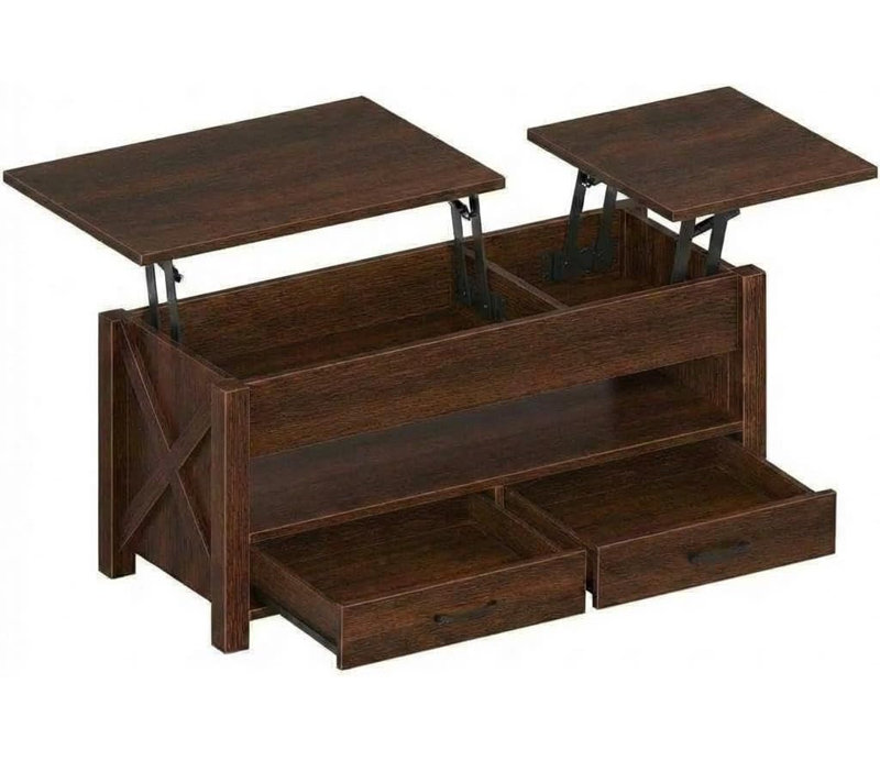 Table basse en bois - table basse réglable, table basse réglable en hauteur, table basse moderne, table basse élégante, Brun