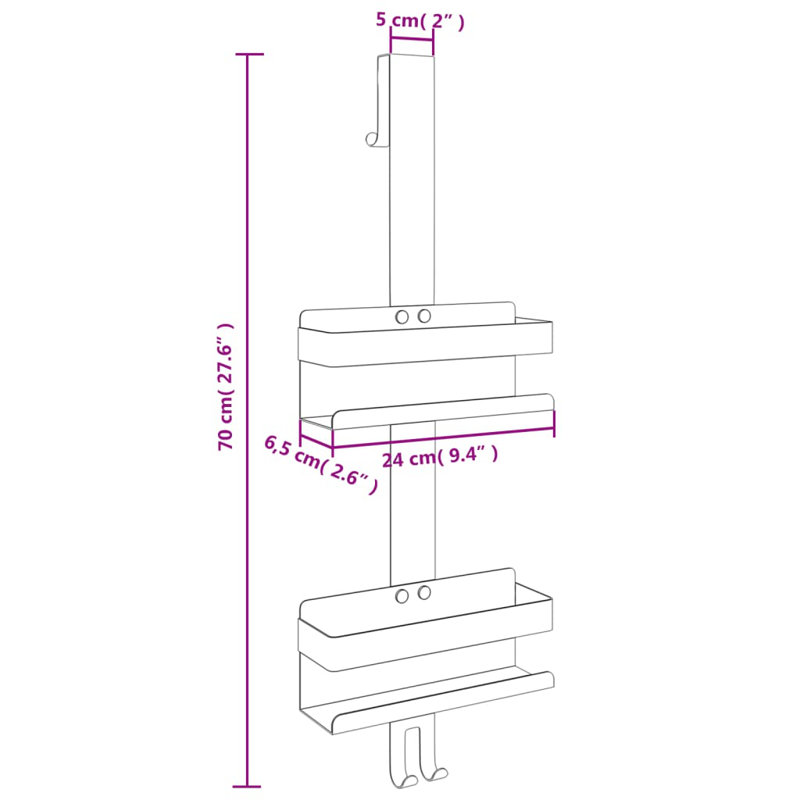 Freestanding Stainless Steel Shower Shelf, Matte Black