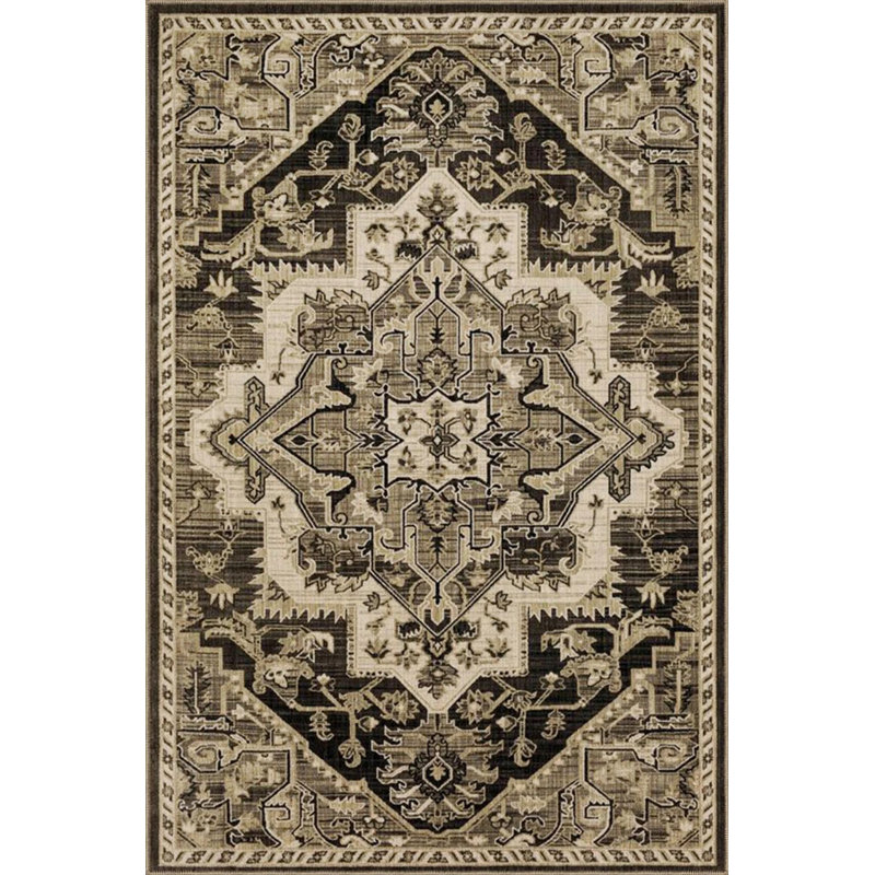 Traditional Checkered Floral Woven Base Washable Carpet, Round 3'4"