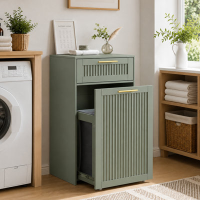 Armoire à panier à linge coulissante avec doublure et tiroir amovibles