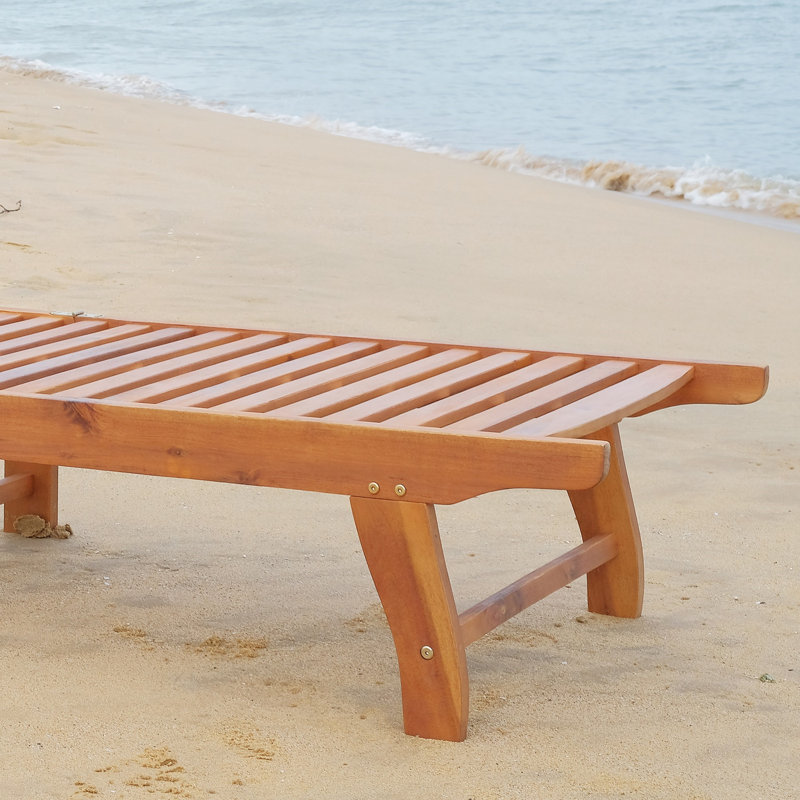 Chaise longue d'extérieur pliante, chaise longue simple à structure en bois avec roulettes, chaise longue de patio moderne