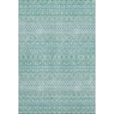 Premium Machine Washable Prisco Aqua Rug