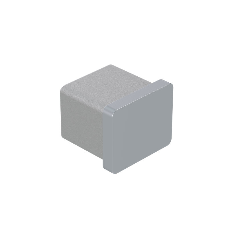 25 mm Square Caprail End Cap, Brushed Stainless, Brushed Stainless