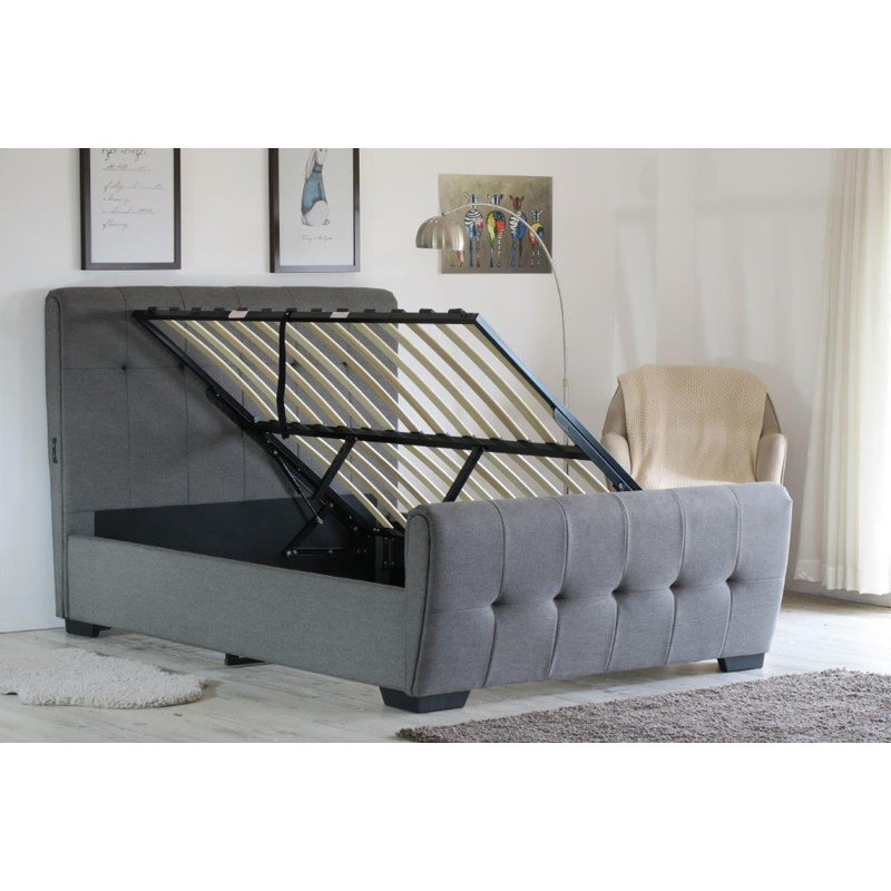 Rhett Upholstered Lift Up Storage Ottoman Bed, Single (3')