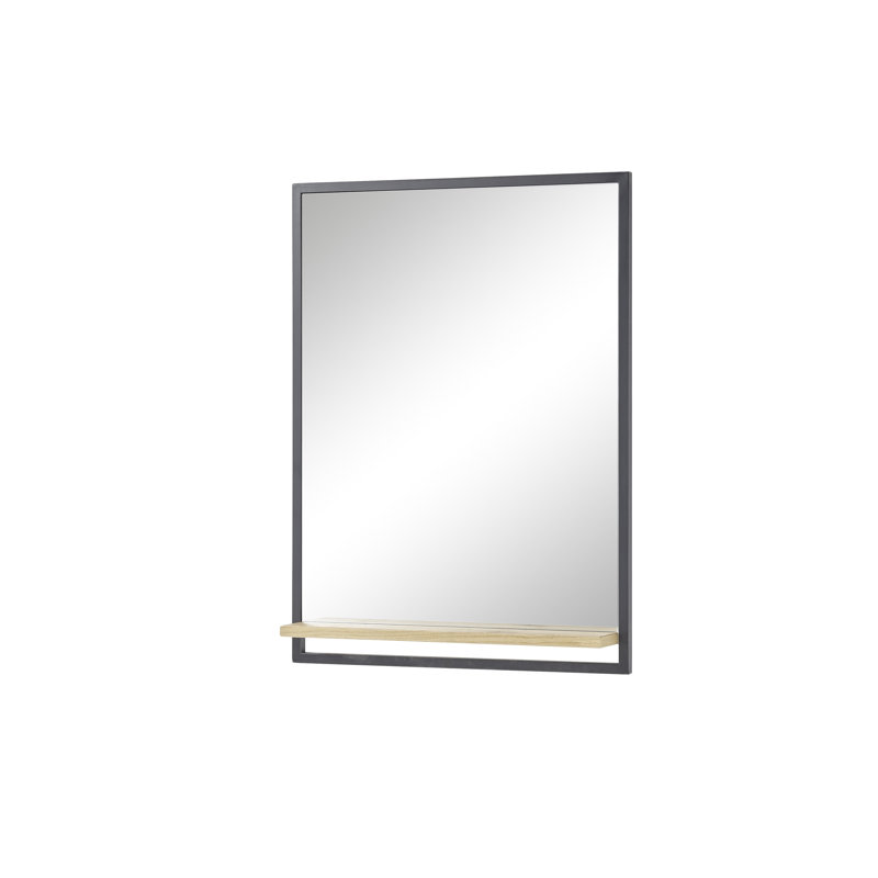 Flat Wood Framed Wall Mounted Accent Mirror in Black