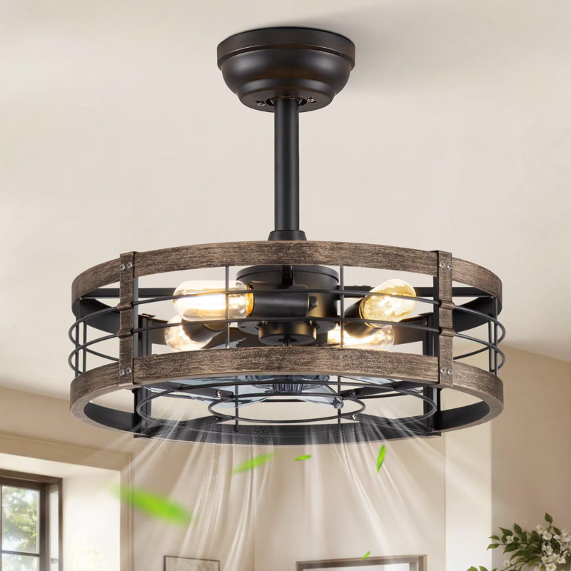 Ventilateurs de plafond 18 pouces avec lumières et télécommande Fandelier, Brun rustique, 18 po de largeur