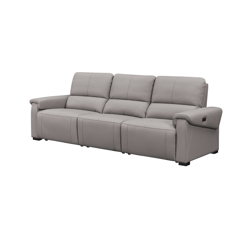 Canapé inclinable électrique en cuir fleur Ethan, Beige