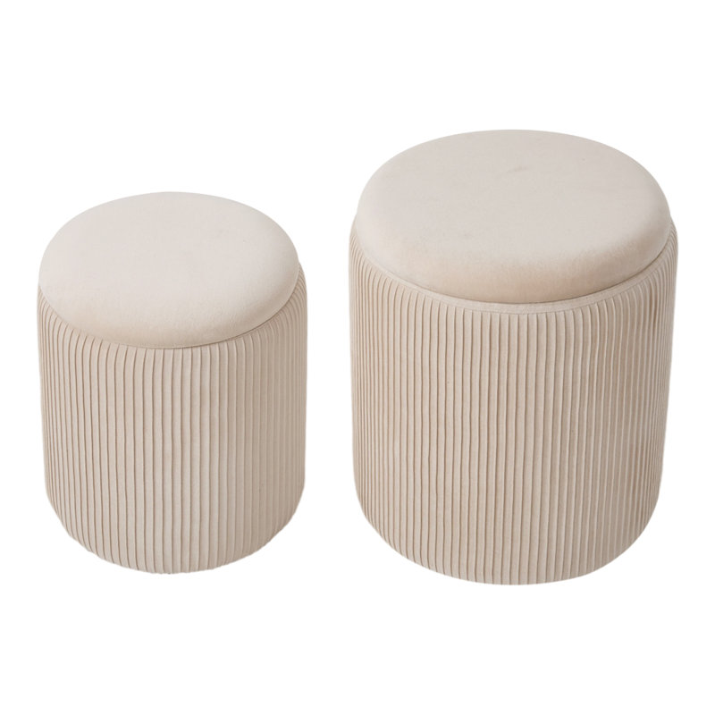 37.5cm Wide Velvet Cylinder Striped Standard Ottoman
