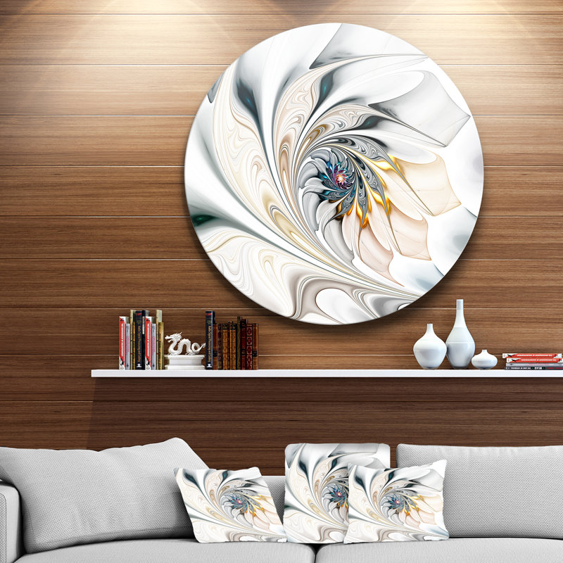 White Stained Art - Print, 23" H x 23" W, Framed Print, Metal Circle