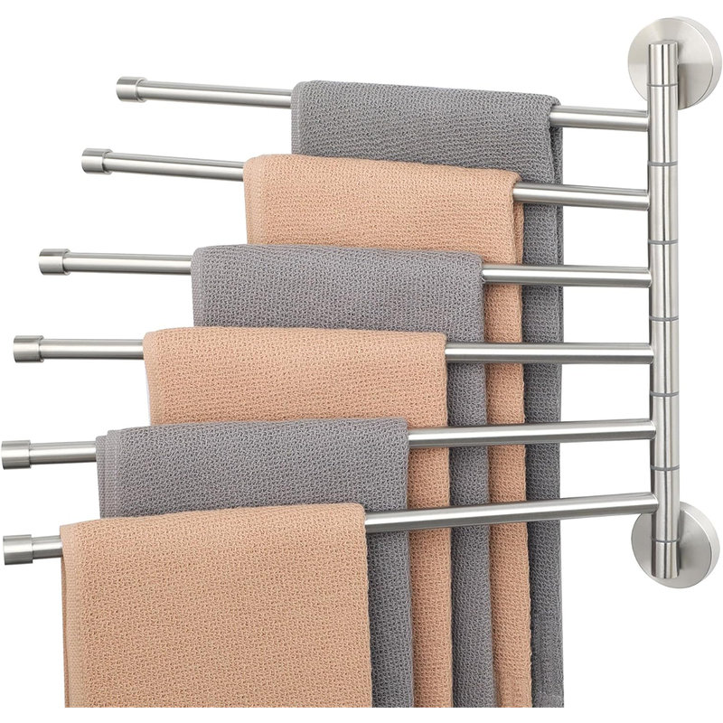 Stainless Steel Swivel Towel Rack with 6 Folding Arms