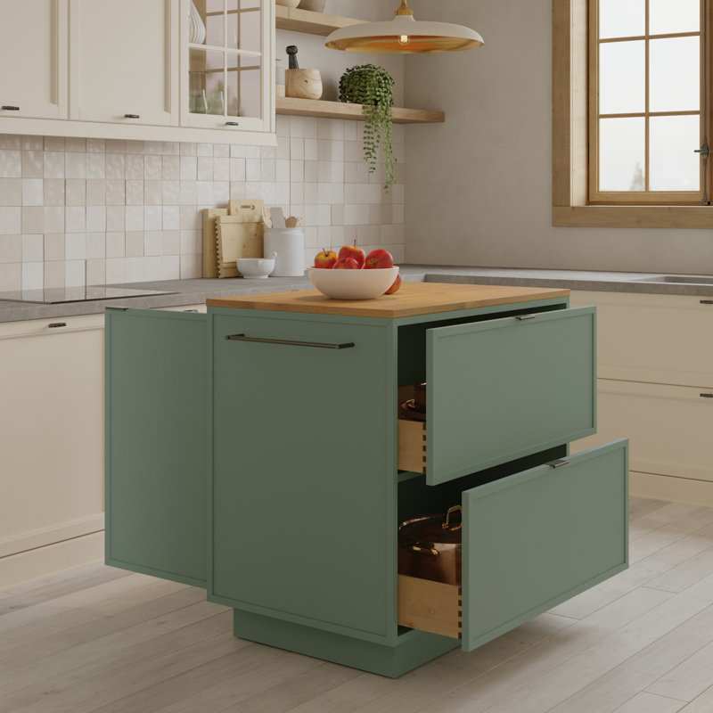 Brookline Kitchen Island 36" Butcher Block Countertop