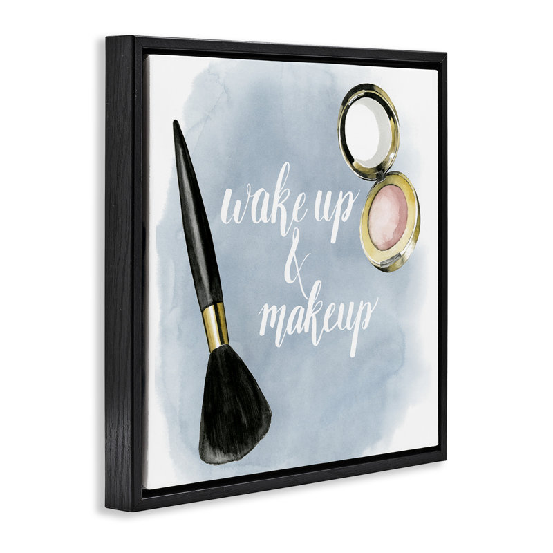 "Watercolor Wake Up & Make Up", art mural encadré flottant par Grace Popp mwp-256, H 18 po x l 18 po