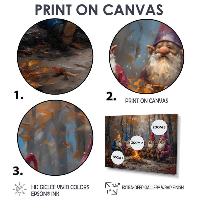 Rose rouge, automne, gnome - art mural gnome, Cadre flottant brun, bois massif, H 28 po x l 60 po