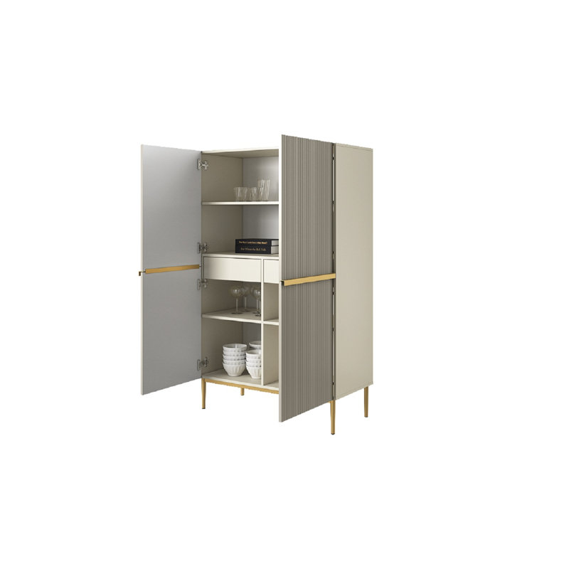 Alessja 2 Door Manufactured Wood Wardrobe, Cream/Gold