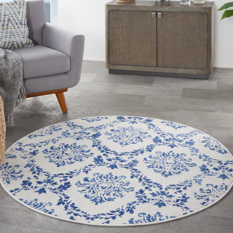 Businge Damask Indoor Rug, Round 8'
