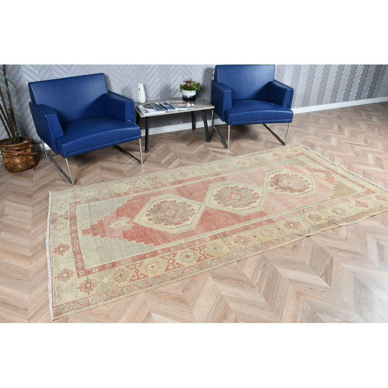 Tapis turcs Oushak noués à la main en beige délavé pour la cuisine et la chambre à coucher