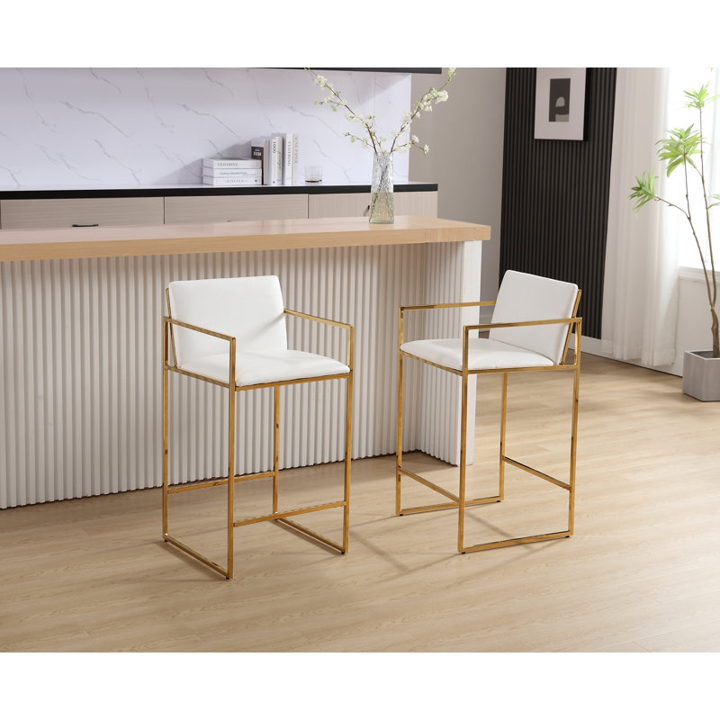 Tabouret de comptoir 25,5 po Ransford, Blanc / structure or