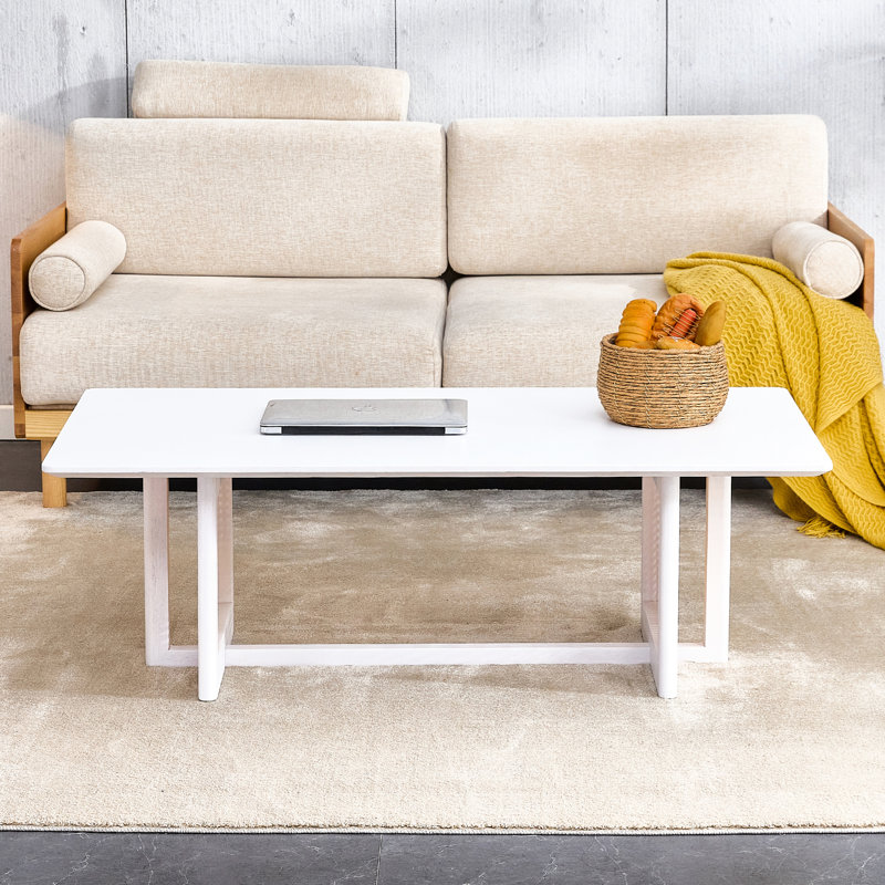 Table basse en bois massif de style chinois avec espace de vie blanc, étapes pratiques d'installation rectangulaire en blanc, pièce, processus d'installation