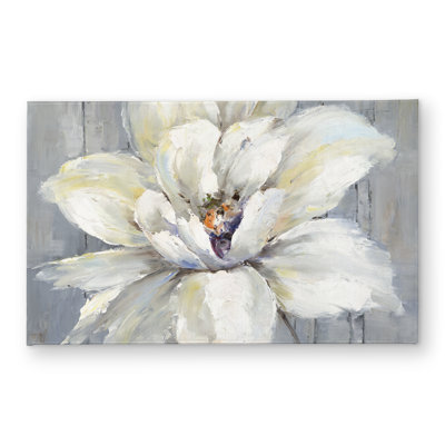 White Flower on Wood Door Mat - Rustic Indoor Outdoor Decor