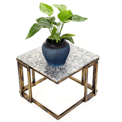 Support pour plante en métal 14,5 "noir / doré