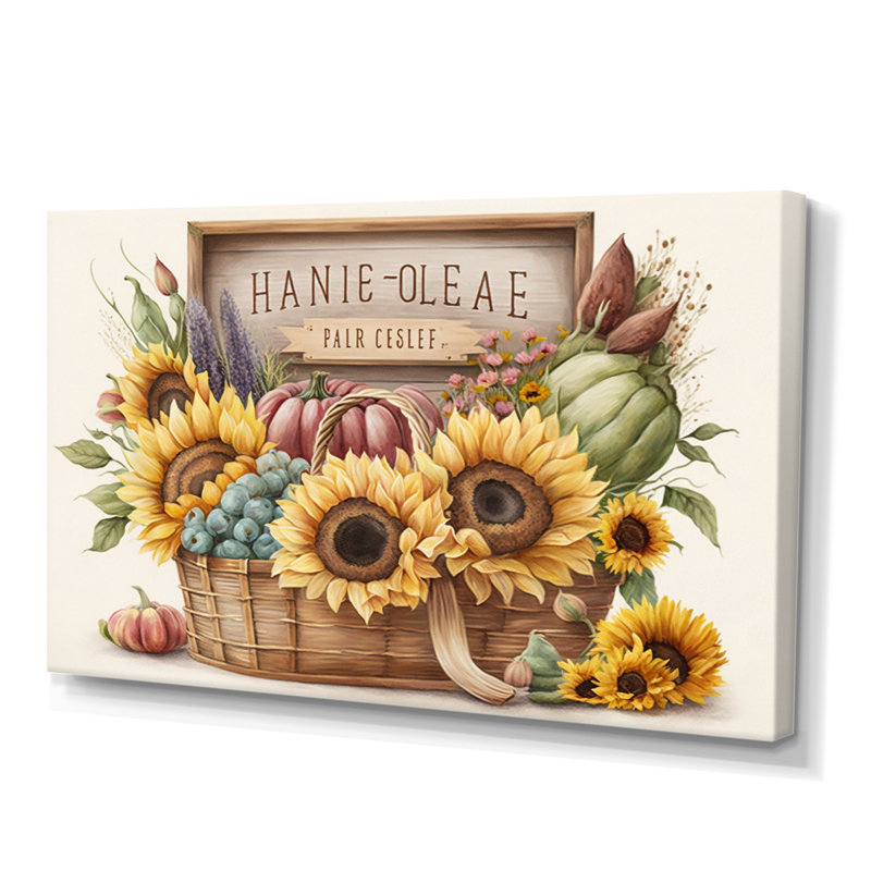 «Flowers and Fruit in Basket I», reproduction sur toile, H 24 po x l 32 po x P 1 po, Toile tendue