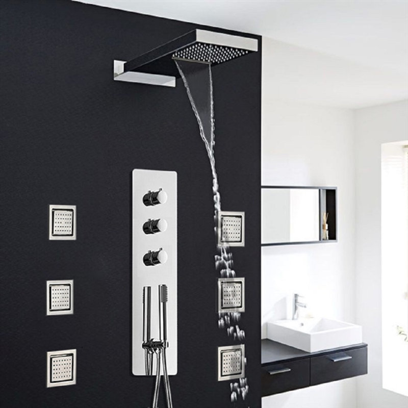Trialo Color-Changing LED Shower Head Remote Controlled, Ceiling Mount Luxury