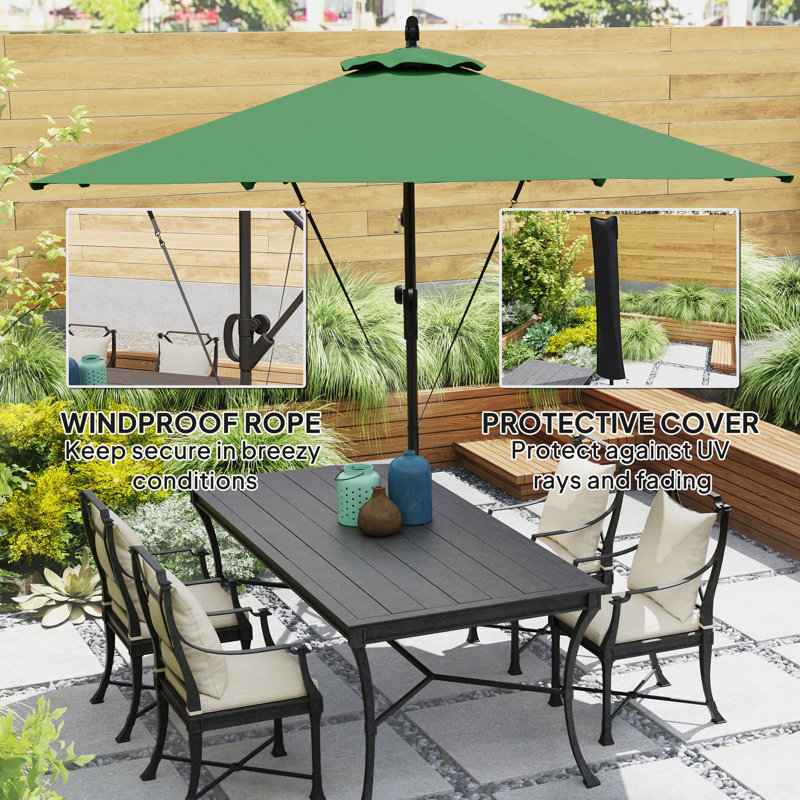 305cm Tilt Cantilever Parasol, Green