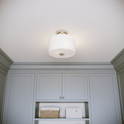 Plafonnier semi-encastré 2 lumières Alfred 22 po - Nickel brossé