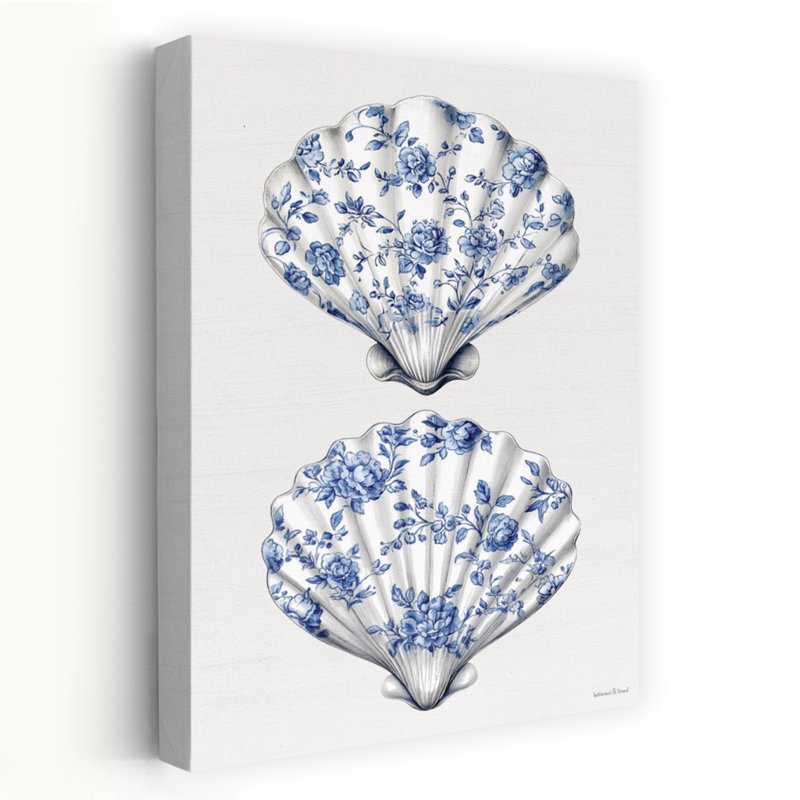 Toile, coquillages, art côtier contemporain élégant, H 24 po x l 16 po