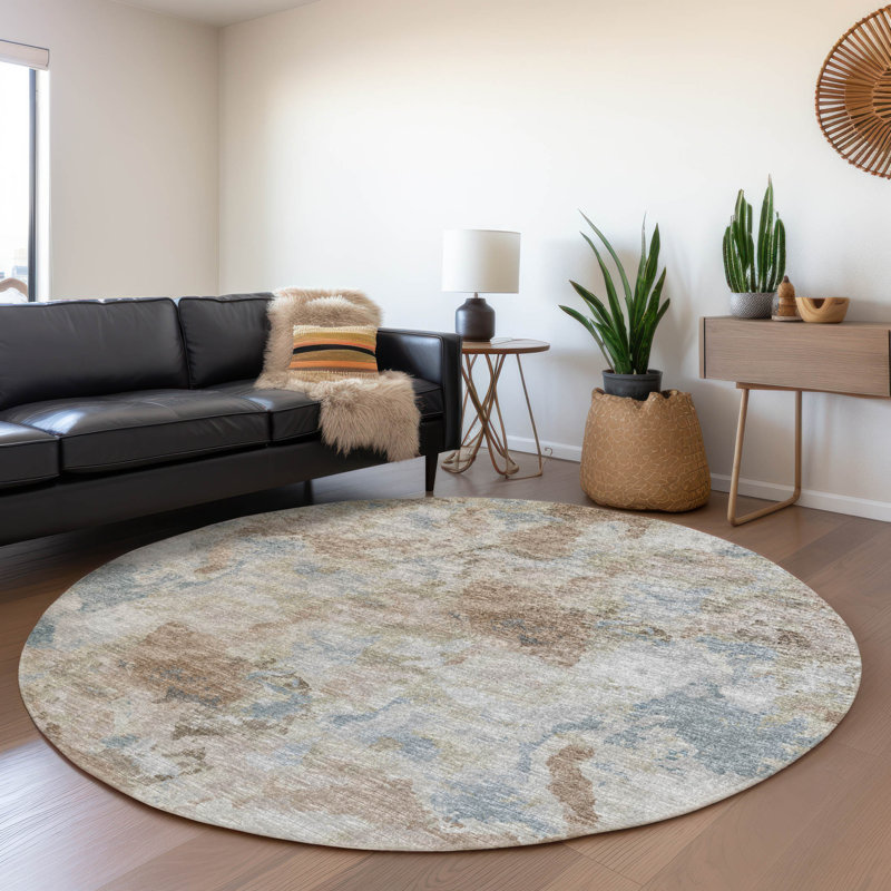 Premium Machine Washable Hintzen AMF67 Moody Rug, Round 8'