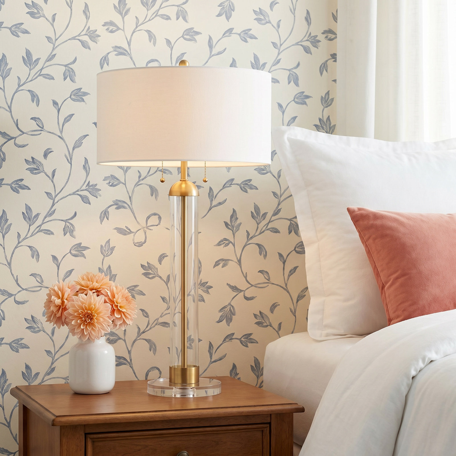 Brandi Table Lamp, Brushed Gold/Clear