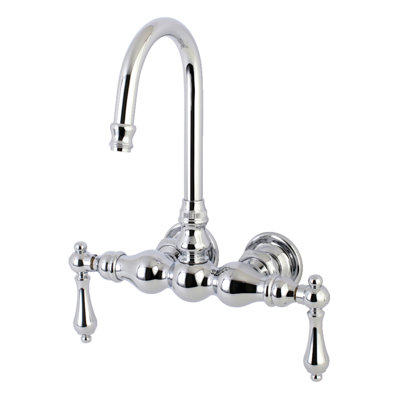 Kingston Brass Aqua Vintage Two-Handle 2-Hole Tub Wall Mount Clawfoot Tub Faucet