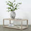 Vandemark Artissance Peking Coffee Table, 47-Inch Long Wooden Coffee Table with Base, White Wash Finish, Rustic