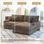 Canapé modulaire rembourré 2 pièces en chenille de couleur chameau avec accoudoirs et coussins décoratifs-698229797-698229799