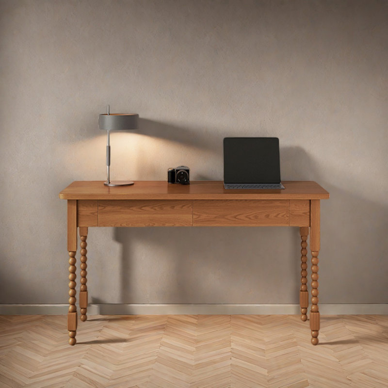 Bureau d'écriture simple et rétro en bois de frêne, Brun, H 29,52 po x l 47,24 po x P 19,68 po