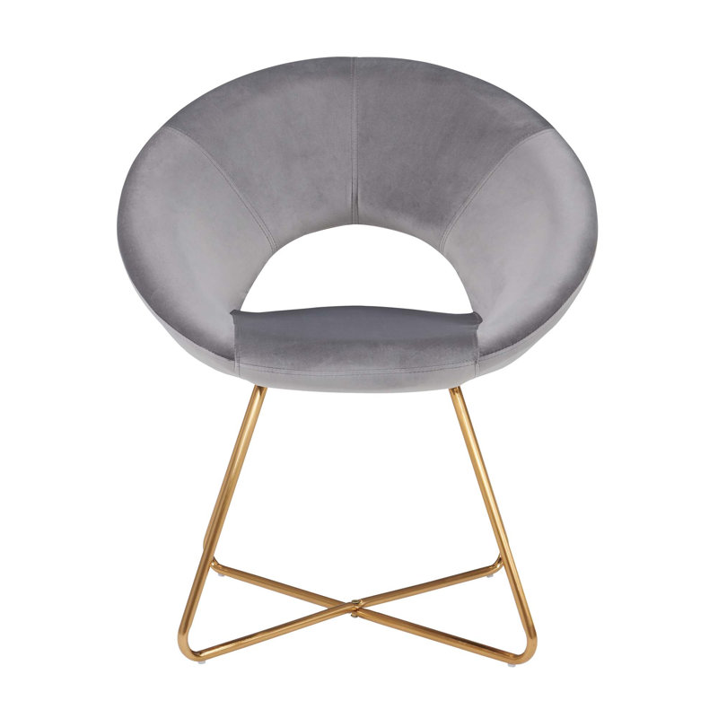 Zed 68cm Wide Velvet Papasan Chair, Gold, Grey