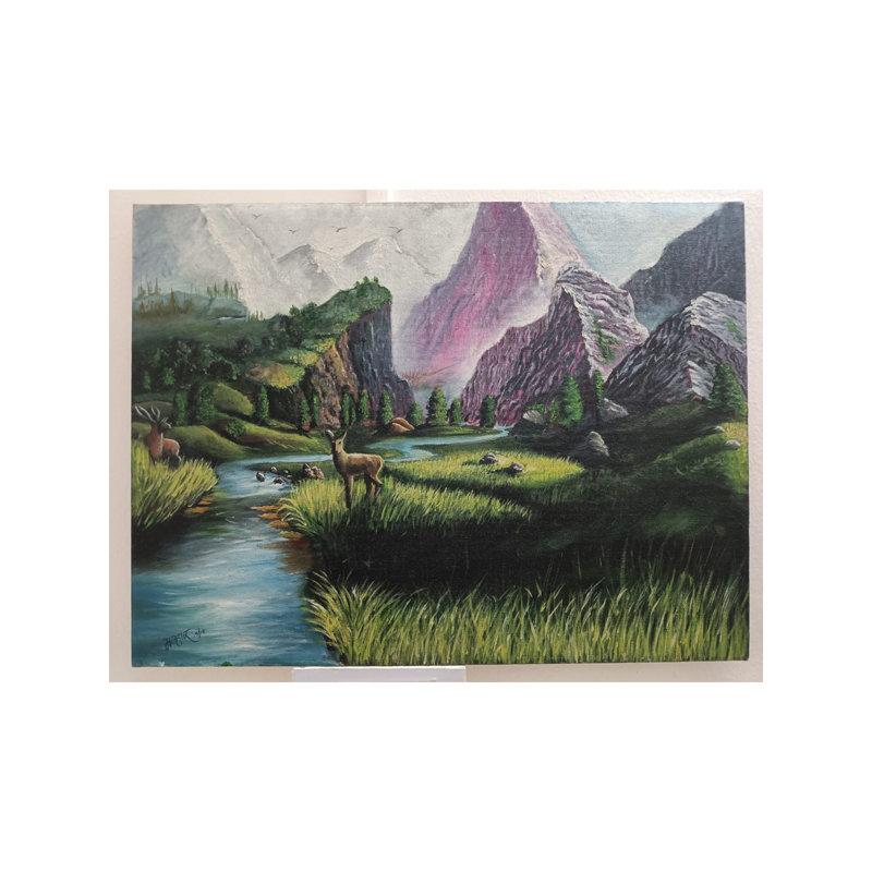 Magnifique paysage, peinture à l'huile sur toile par Malhar Ambulgekar, art mural contemporain pour le salon