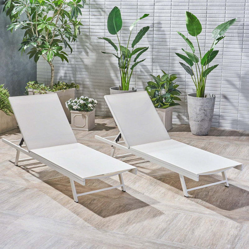 Ensemble de 2 chaises longues d'extérieur avec dossier réglable et assise en textilence
