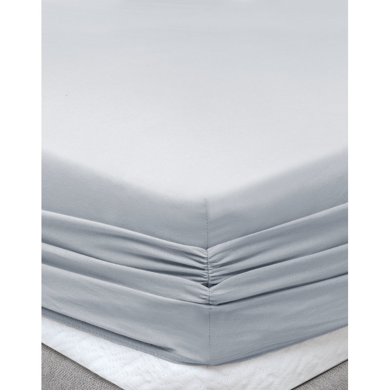 Gray Queen Size Cotton Fitted Sheet Set