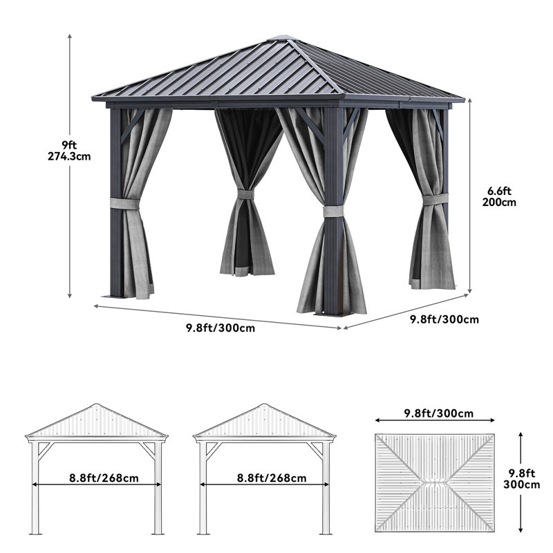 Pavillon de jardin en aluminium l 10 pi x P 10 pi, 10 pi. L 10 pi. D