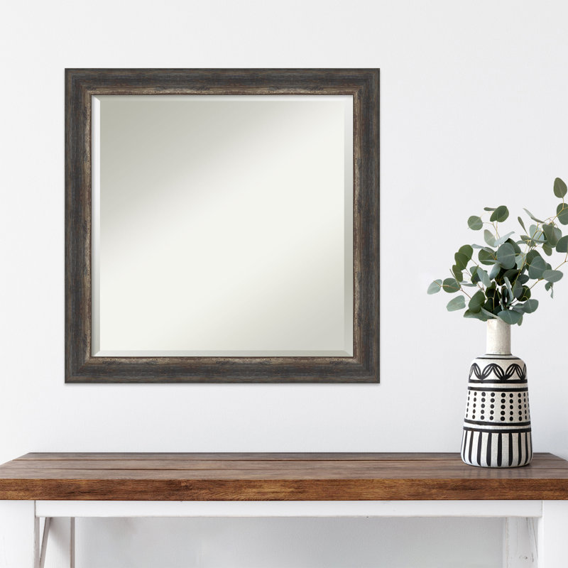 Arturas Flat Wall Mirror, 23.5" x 23.5", Dark Gray