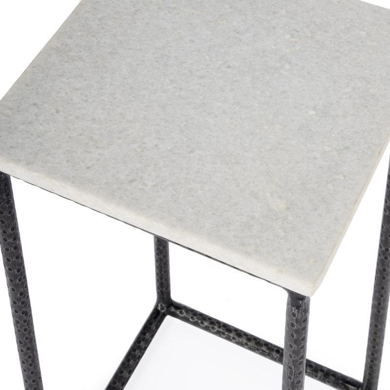 Mabel Marble and Hammered Iron Side Table